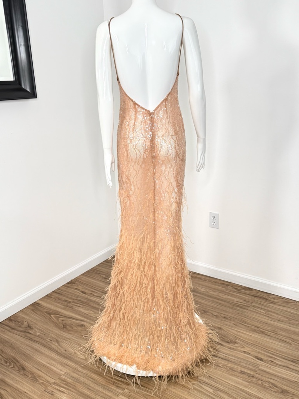 NWOT RETROFETE ODESSA SEQUIN FEATHER DRESS SIZE S $1998 - Picture 8 of 14